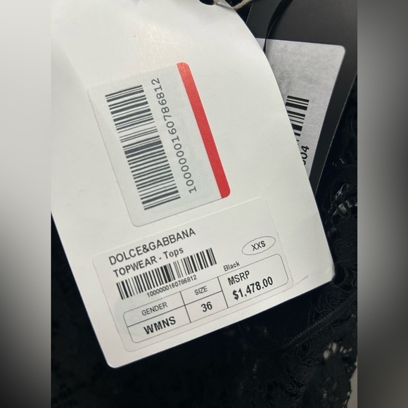 Dolce & Gabbana Size XXS Elegant Black Lace Top WITH Sequin Tassels - Picture 6 of 6